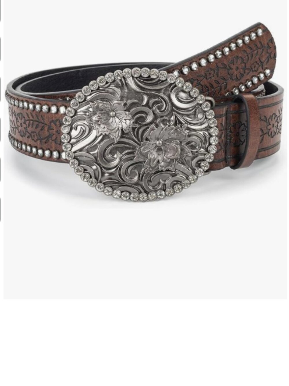 Western-Leather-Belts-Women Vintage Waist-Belts with Hollow Out Flower